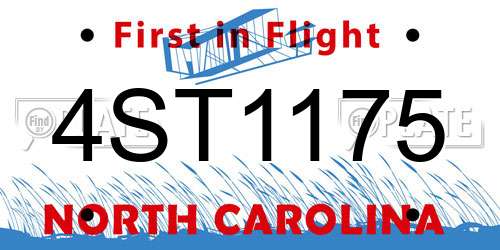 4ST1175 North Carolina License Plate