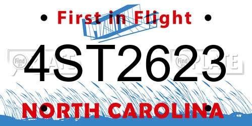 4ST2623 North Carolina License Plate