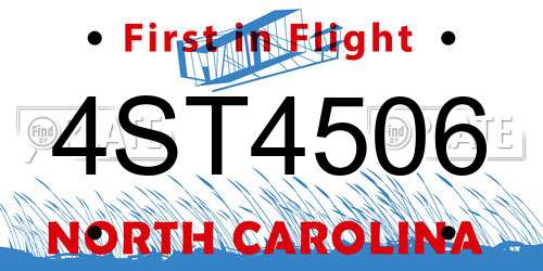 4ST4506 North Carolina License Plate