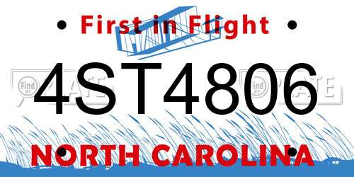 4ST4806 North Carolina License Plate