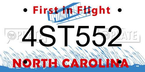 4ST552 North Carolina License Plate