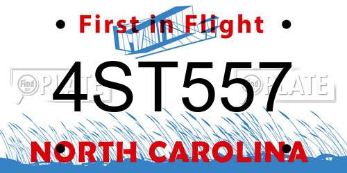 4ST557 North Carolina License Plate