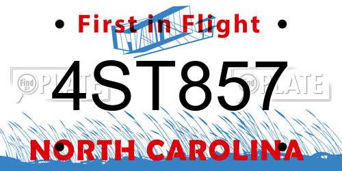 4ST857 North Carolina License Plate