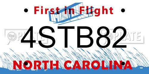 4STB82 North Carolina License Plate