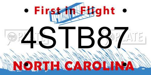 4STB87 North Carolina License Plate