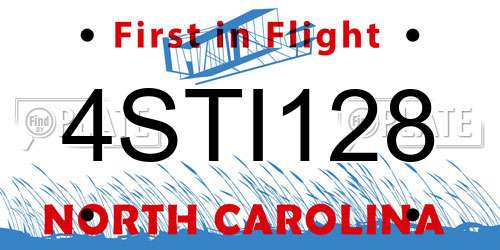 4STI128 North Carolina License Plate
