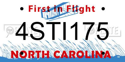 4STI175 North Carolina License Plate
