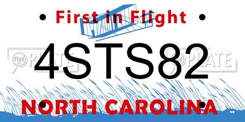 4STS82 North Carolina License Plate