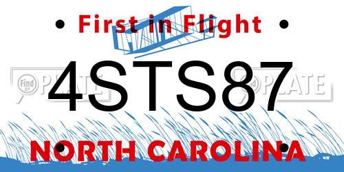 4STS87 North Carolina License Plate