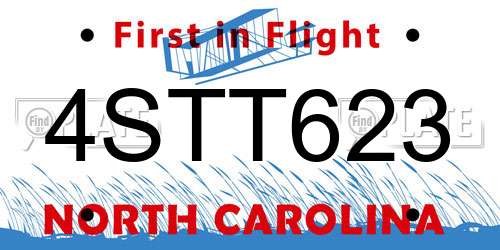 4STT623 North Carolina License Plate