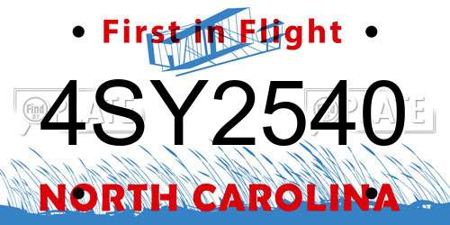 4SY2540 North Carolina License Plate