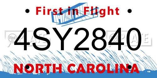 4SY2840 North Carolina License Plate