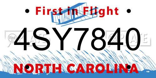 4SY7840 North Carolina License Plate
