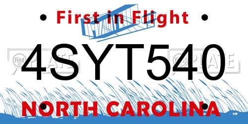 4SYT540 North Carolina License Plate