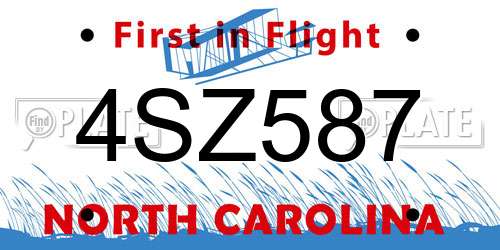 4SZ587 North Carolina License Plate