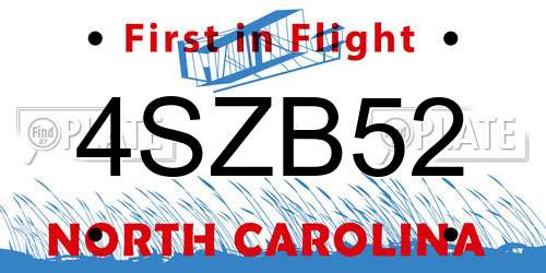 4SZB52 North Carolina License Plate