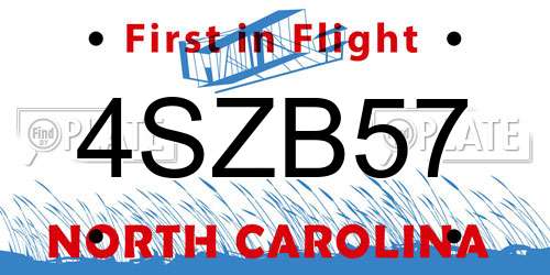 4SZB57 North Carolina License Plate