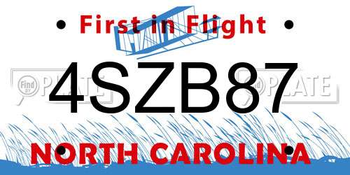 4SZB87 North Carolina License Plate
