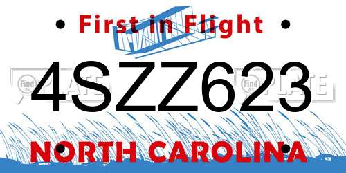 4SZZ623 North Carolina License Plate