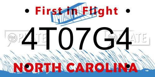 4T07G4 North Carolina License Plate