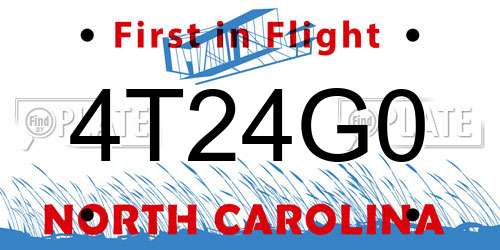4T24G0 North Carolina License Plate