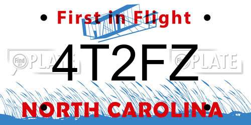 4T2FZ North Carolina License Plate