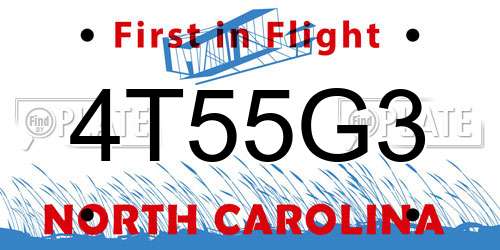 4T55G3 North Carolina License Plate