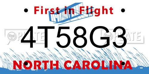 4T58G3 North Carolina License Plate