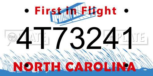 4T73241 North Carolina License Plate