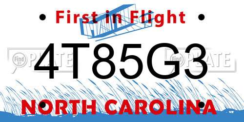 4T85G3 North Carolina License Plate