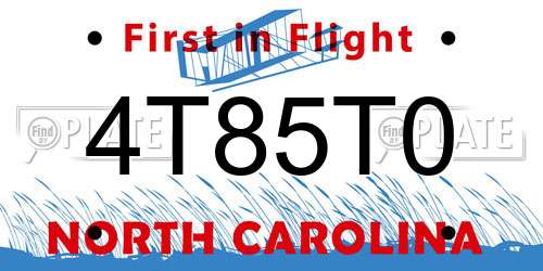 4T85T0 North Carolina License Plate