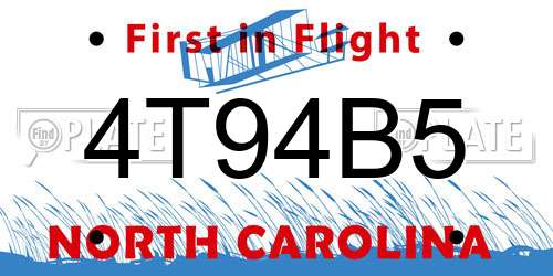 4T94B5 North Carolina License Plate