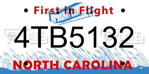 4TB5132 North Carolina License Plate