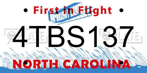 4TBS137 North Carolina License Plate