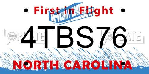4TBS76 North Carolina License Plate