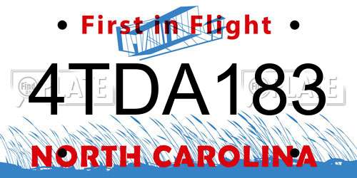 4TDA183 North Carolina License Plate