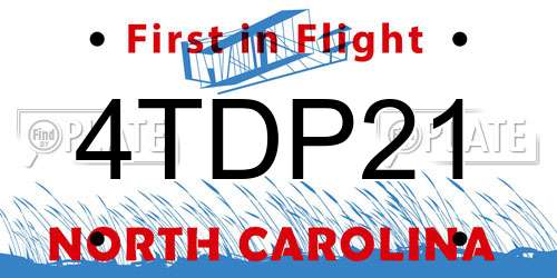 4TDP21 North Carolina License Plate