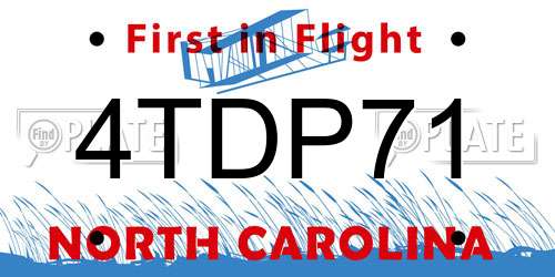 4TDP71 North Carolina License Plate
