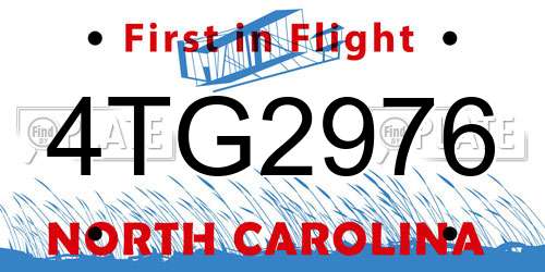 4TG2976 North Carolina License Plate