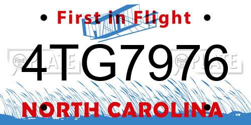 4TG7976 North Carolina License Plate