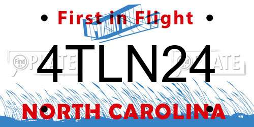 4TLN24 North Carolina License Plate