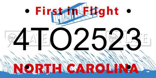 4TO2523 North Carolina License Plate