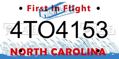 4TO4153 North Carolina License Plate