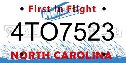 4TO7523 North Carolina License Plate
