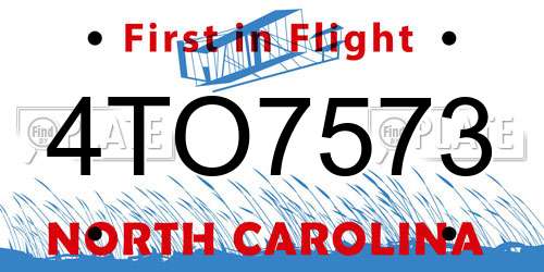 4TO7573 North Carolina License Plate