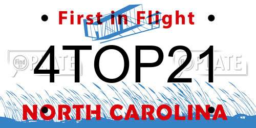 4TOP21 North Carolina License Plate