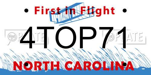 4TOP71 North Carolina License Plate