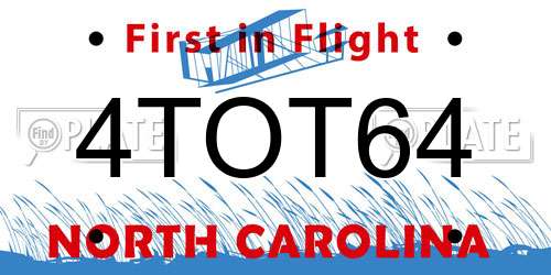 4TOT64 North Carolina License Plate