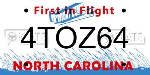 4TOZ64 North Carolina License Plate