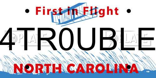 4TR0UBLE North Carolina License Plate